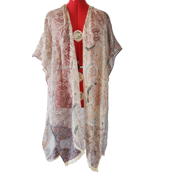 Shimmer Lightweight Long Rectangle Bathing Suit Wrap Cardigan Bathing Size M/L - Picture 1 of 7